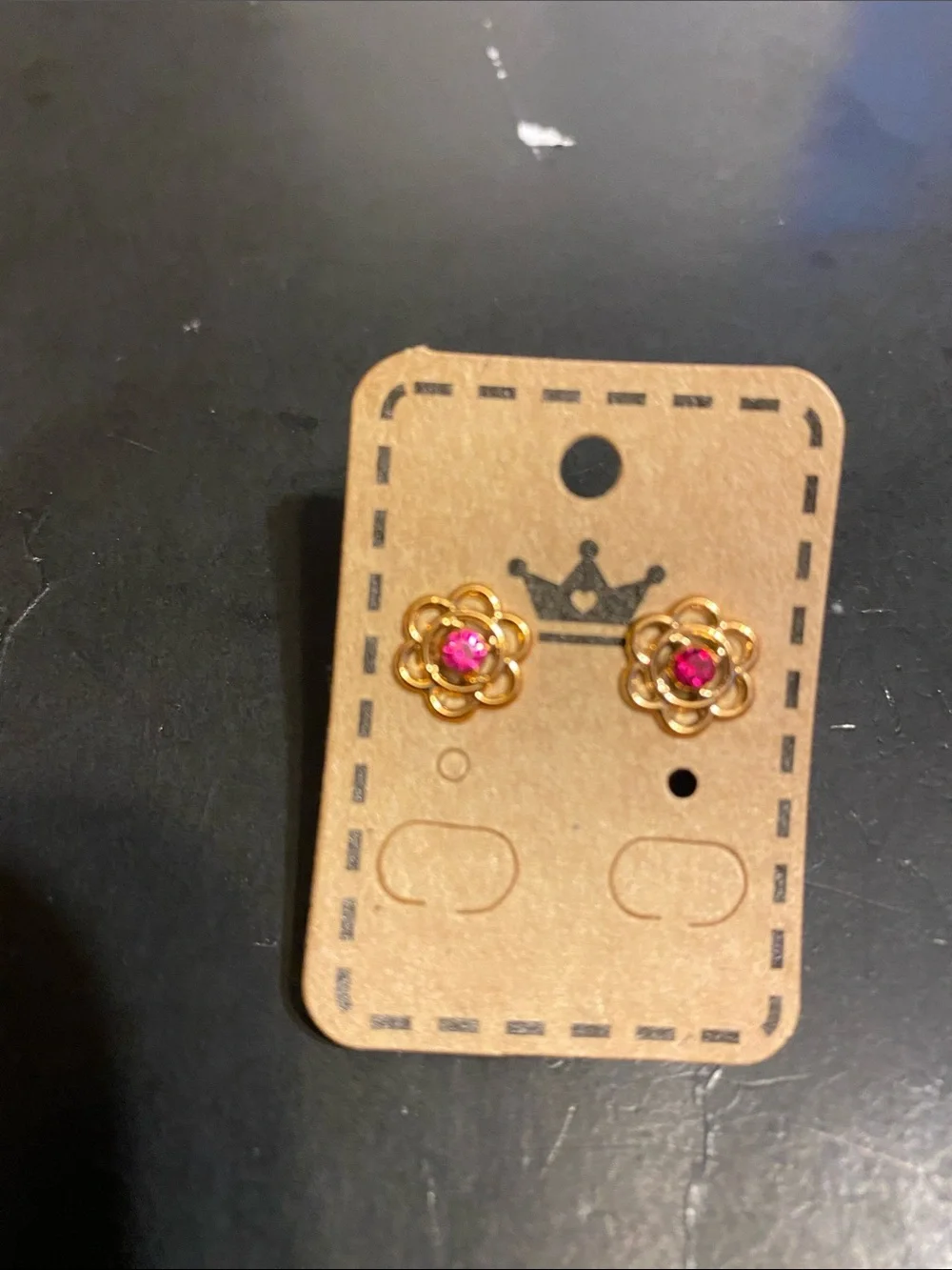 Fashion Jewelry Kids Gold-Tone Flower & Gem Stud Set in Pink and Blue